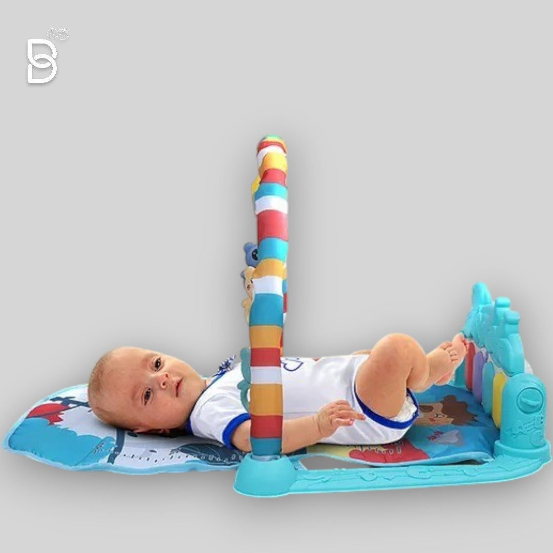 BAYBEE - KICK & PLAY PIANO PLAYGYM FOR BABIES, ACTIVITY PLAY GYM MAT WITH 5 BABY TOYS, CRAWLING MAT FOR BABIES 0 TO 12 MONTHS - PLAY GYM