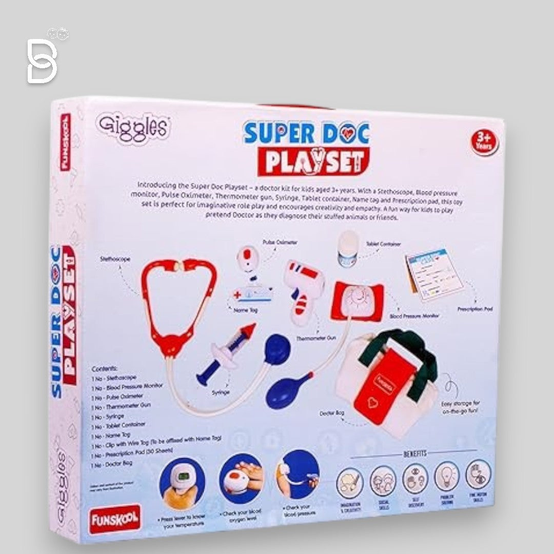 FUNSKOOL SUPER DOCTOR PLAYSET TOY – PRETEND PLAY TOYS FOR 3+ KIDS ROLE PLAY TOYS – MULTICOLOR - SUPER DOCTOR