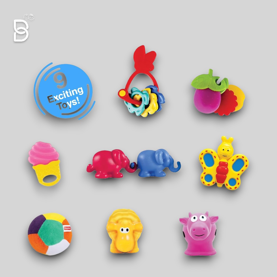 GIGGLES PLASTIC GIFT SET PREMIUM (9 TOYS) MULTI-COLOUR,FOR KIDS - GIFT SET