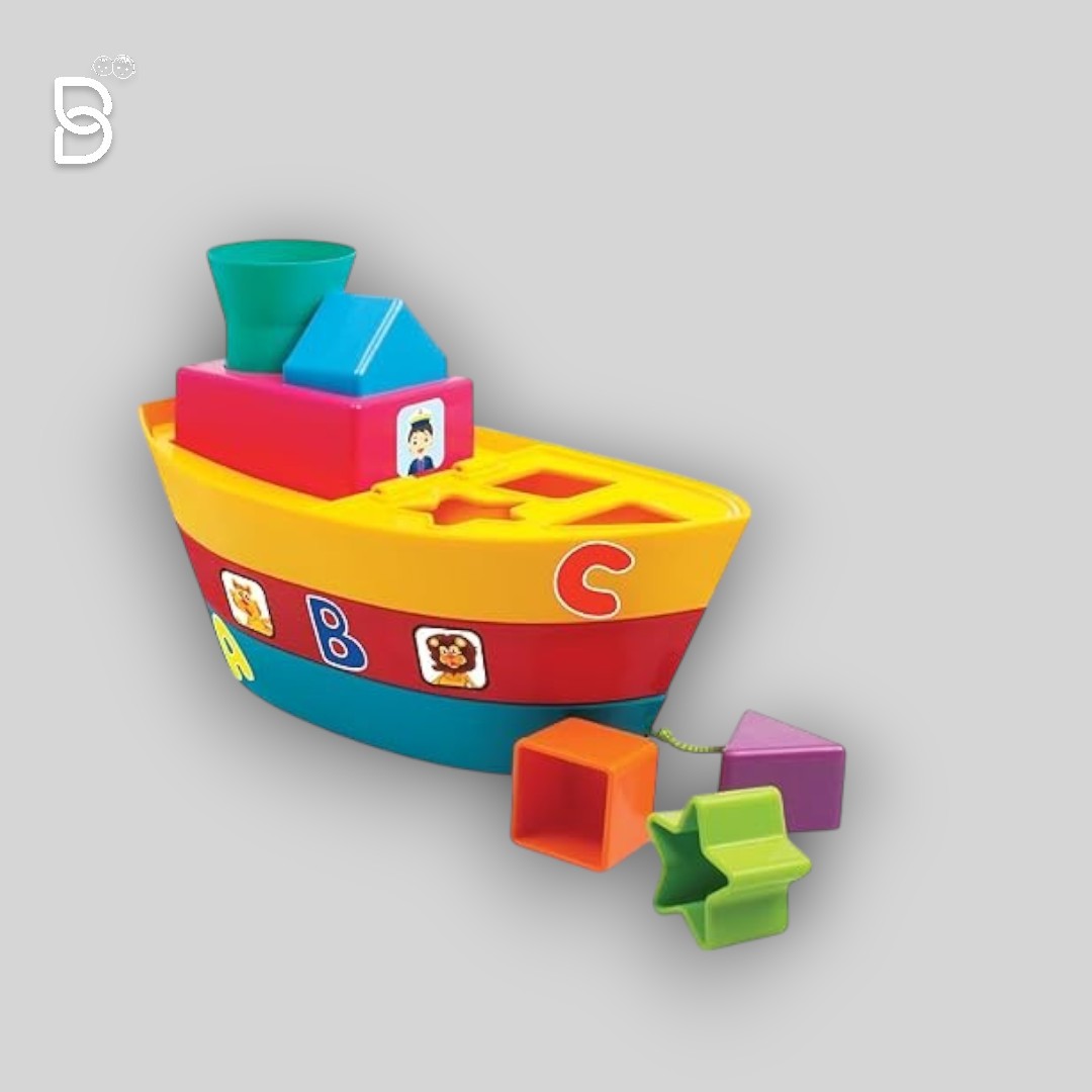 FUNSKOOL STACKING BOAT, 4 IN 1 FUN STACK - SORT, PUSH - PULL BOAT (MULTICOLOR)