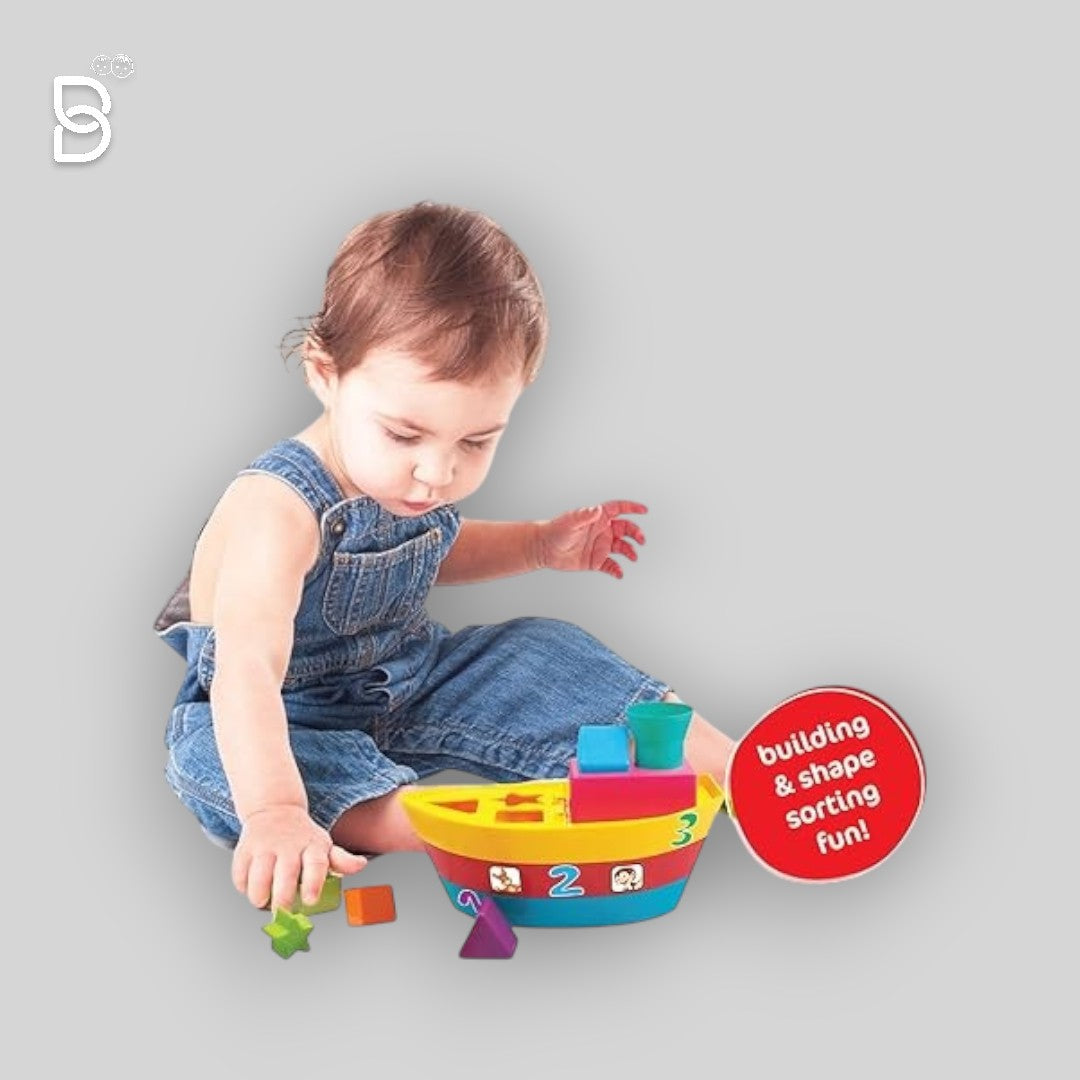 FUNSKOOL STACKING BOAT, 4 IN 1 FUN STACK - SORT, PUSH - PULL BOAT (MULTICOLOR)