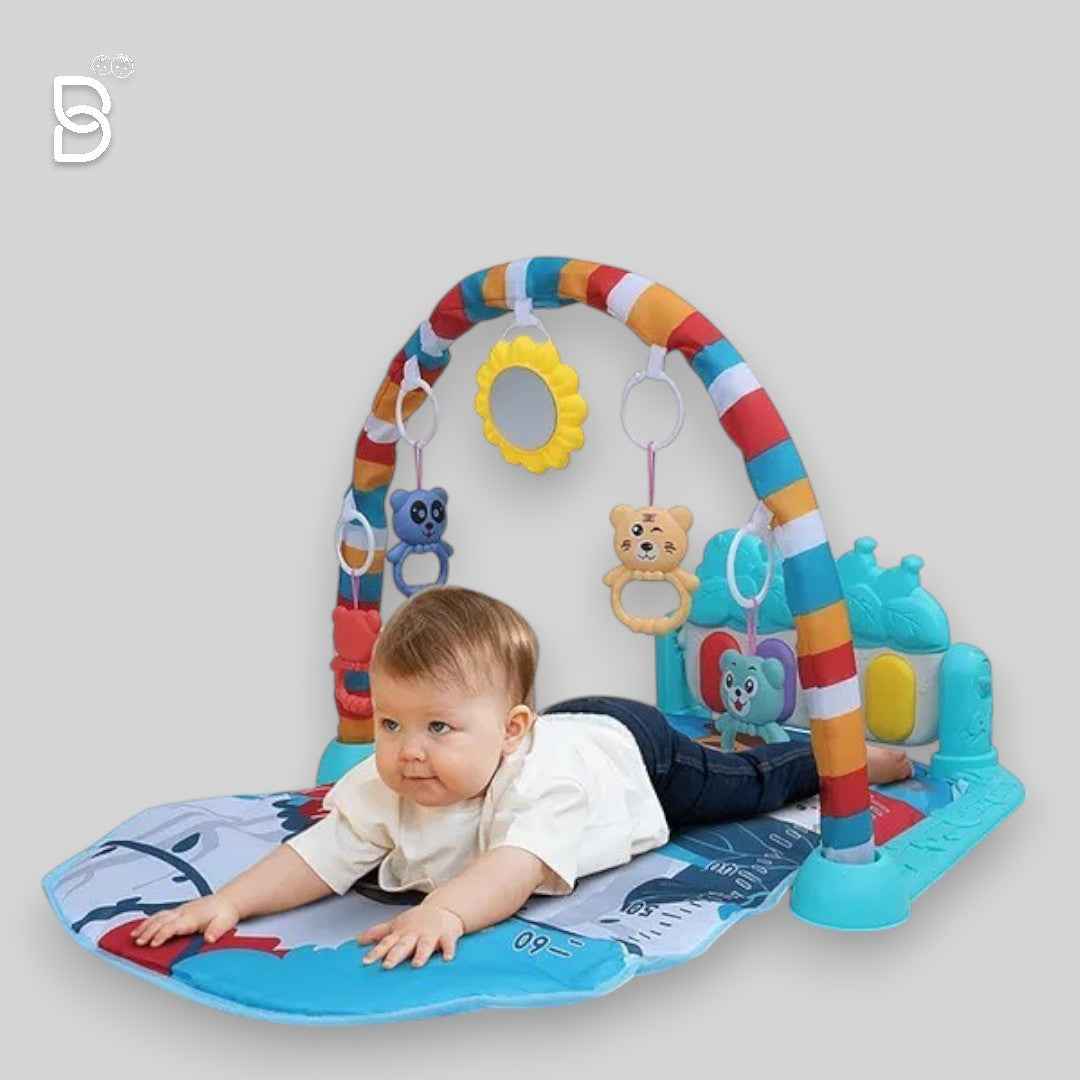 BAYBEE - KICK & PLAY PIANO PLAYGYM FOR BABIES, ACTIVITY PLAY GYM MAT WITH 5 BABY TOYS, CRAWLING MAT FOR BABIES 0 TO 12 MONTHS - PLAY GYM