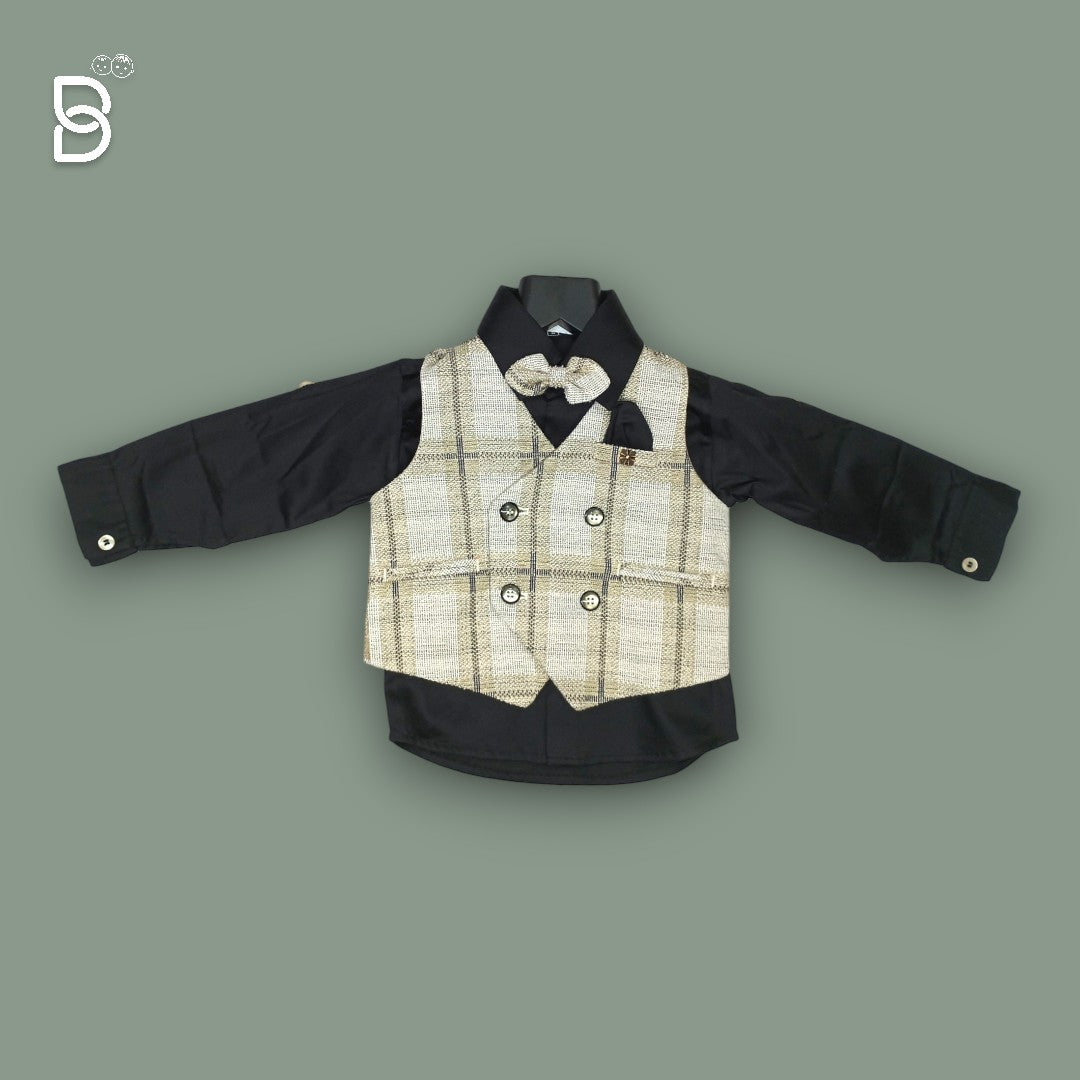 BOYS CASUAL WAISTCOAT &SHIRT &TOUSER & BOW TIE