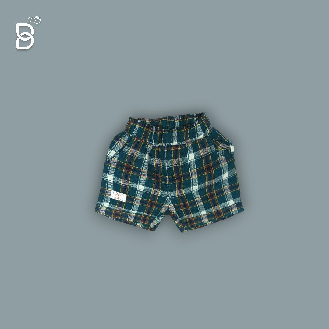 BOYS PRINTED T-SHIRT AND CHECKERED NICKER NAVY BLUE - OLLYPOP
