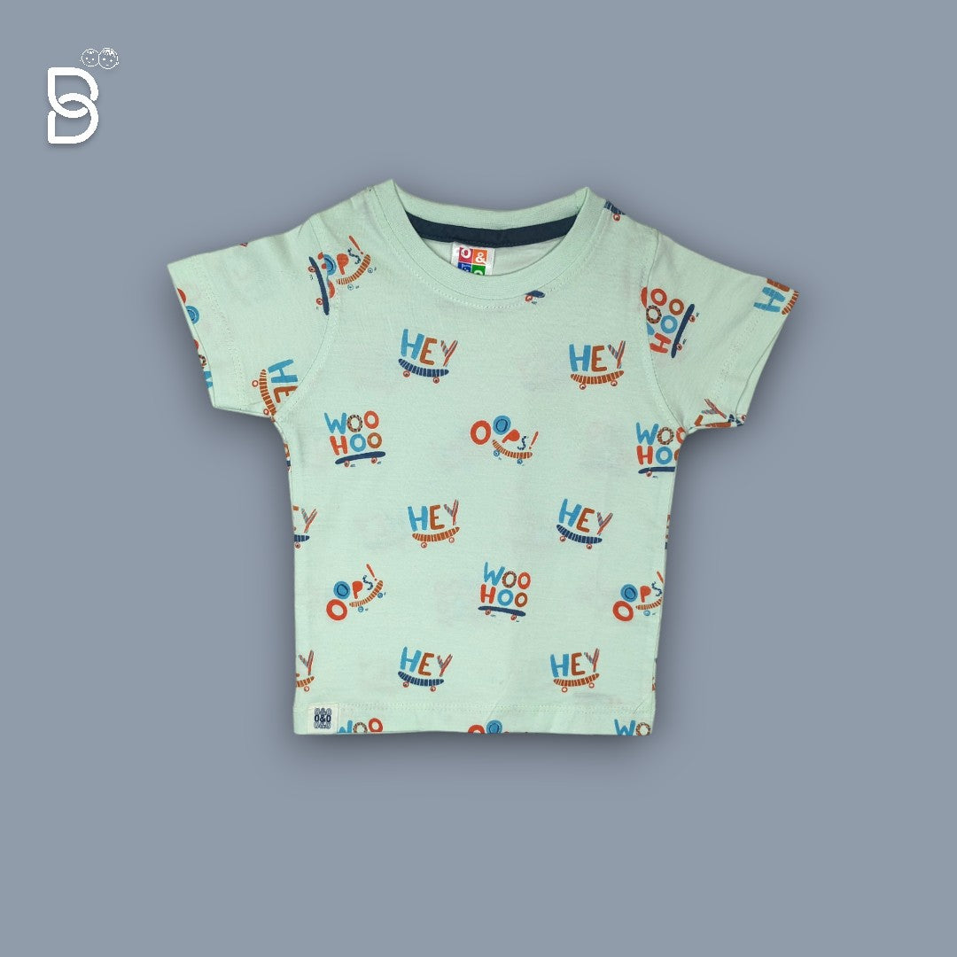 BOYS PRINTED T-SHIRT AND NICKER BLUE - O&O
