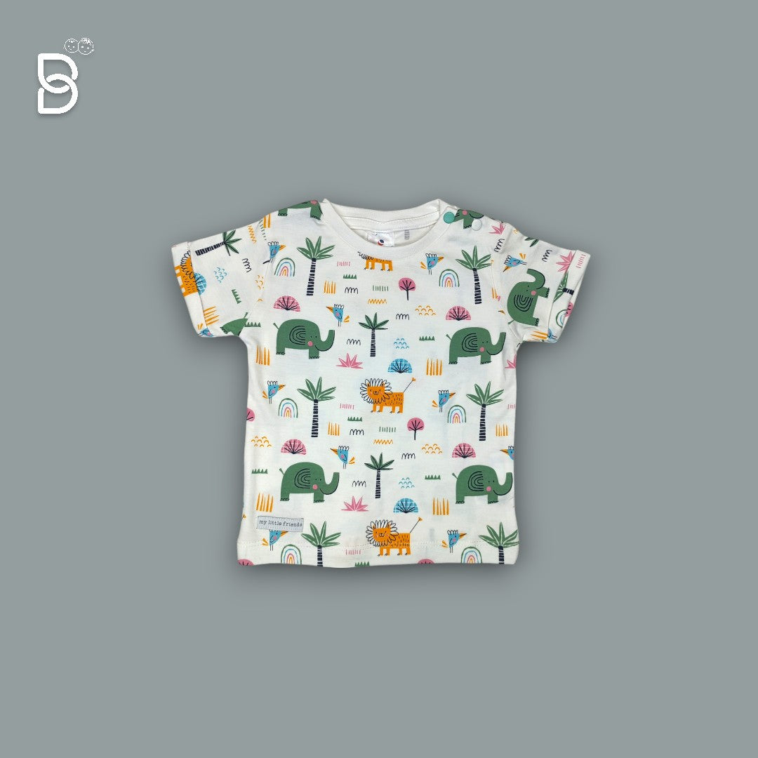KIDS FULL PRINTED T-SHIRT & GREEN NICKER - OLLYPOP