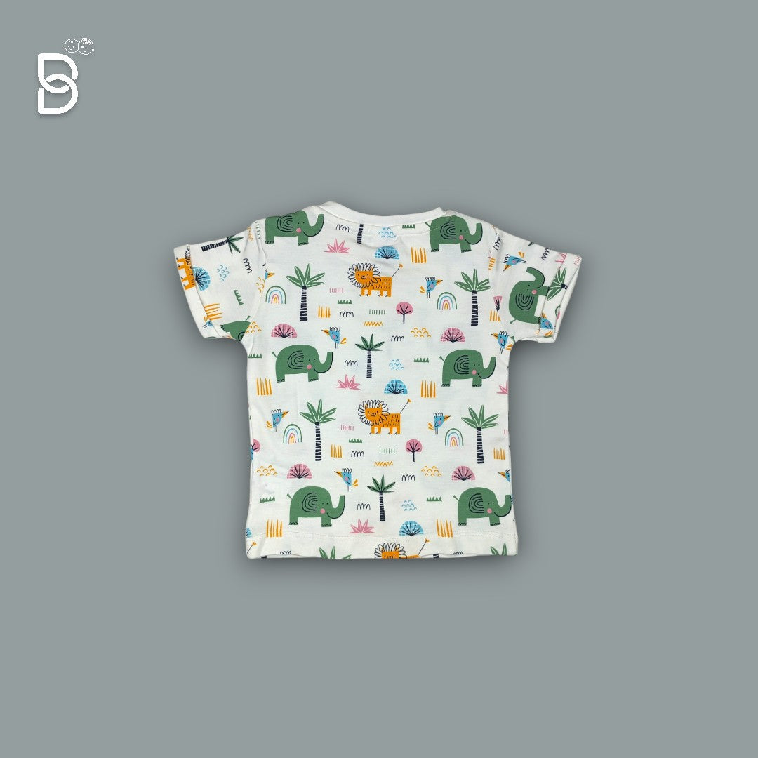 KIDS FULL PRINTED T-SHIRT & GREEN NICKER - OLLYPOP