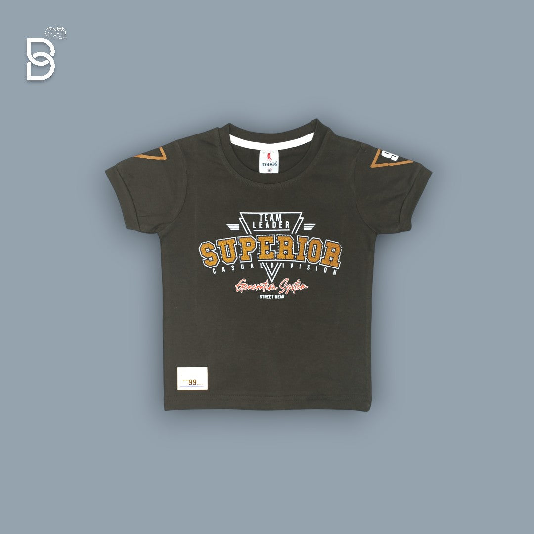 BOYS PRINTED T-SHIRT AND NICKER BROWN - TUDOS