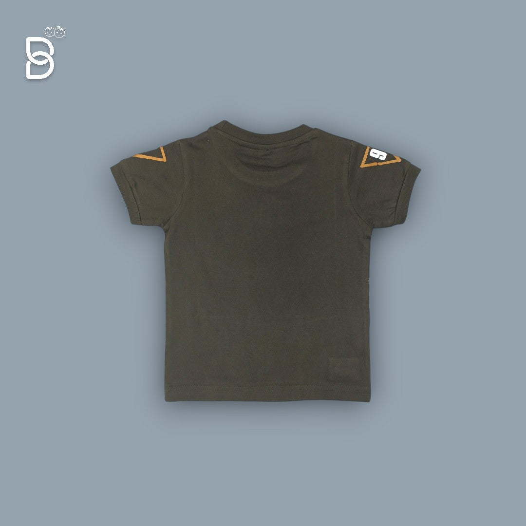BOYS PRINTED T-SHIRT AND NICKER BROWN - TUDOS