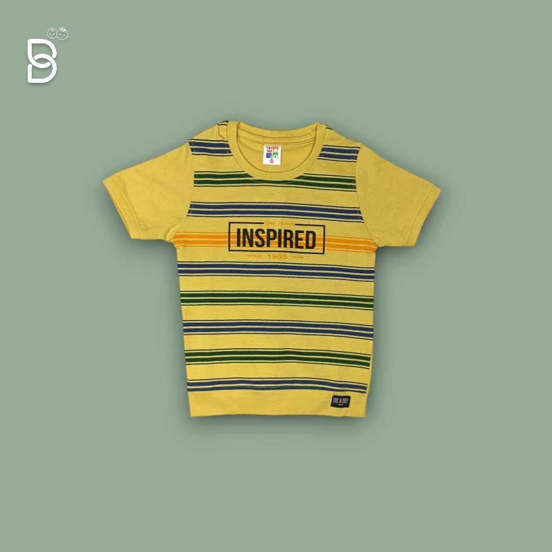 KIDS CASUAL WEAR CHECKERED T-SHIRT & PANT YELLOW - O&O