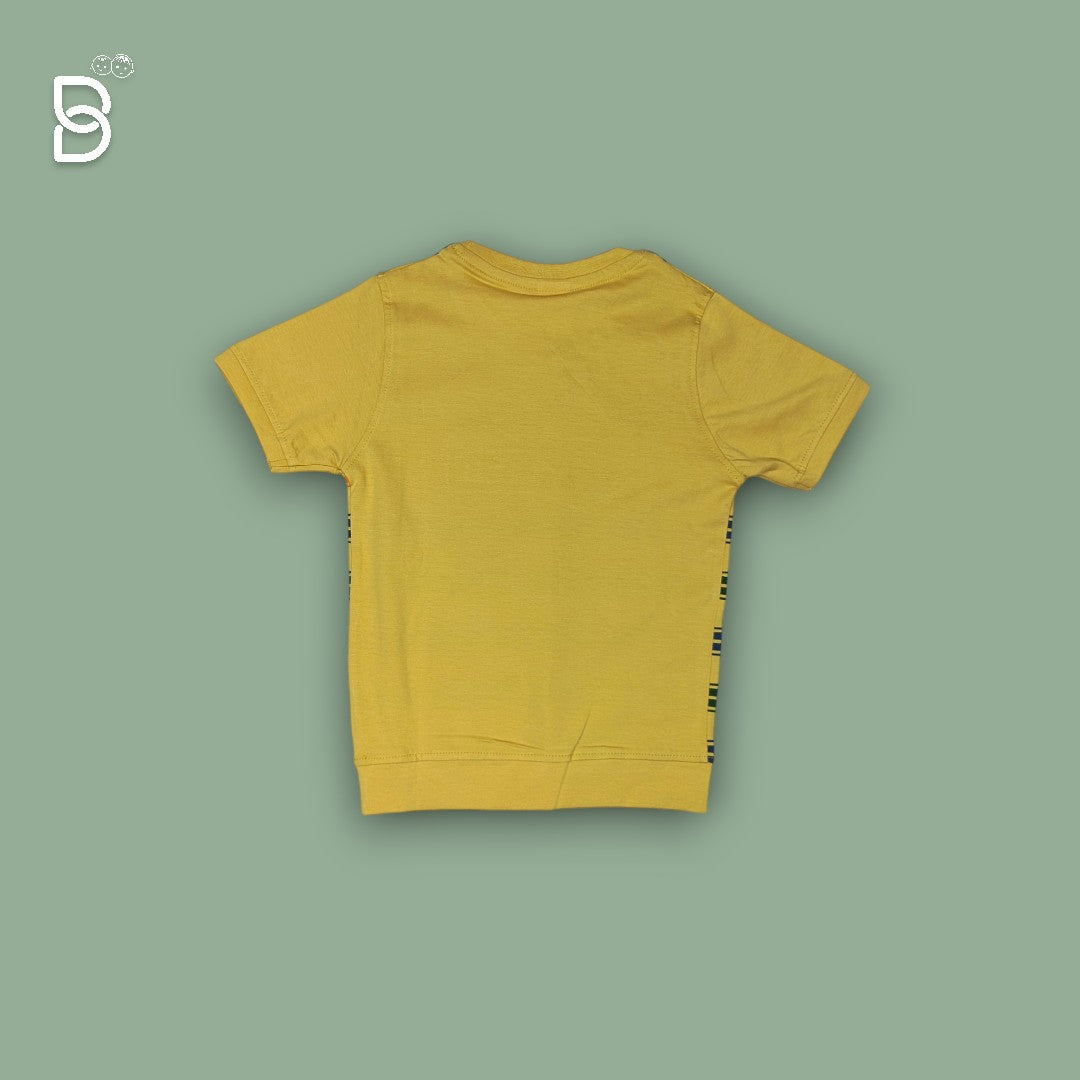 KIDS CASUAL WEAR CHECKERED T-SHIRT & PANT YELLOW - O&O