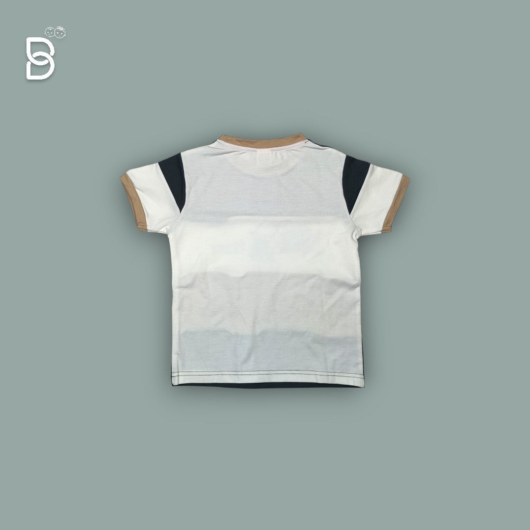 BOYS PRINTED T-SHIRT AND NICKER CREAM - UNO KIDS