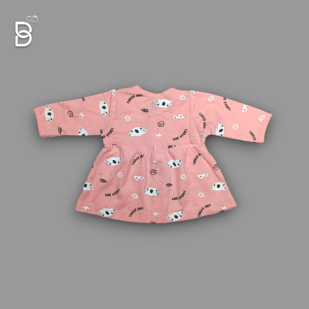 NEW BORN GIRLS SOFT COTTON FROCKS PINK FLORAL PIRNT