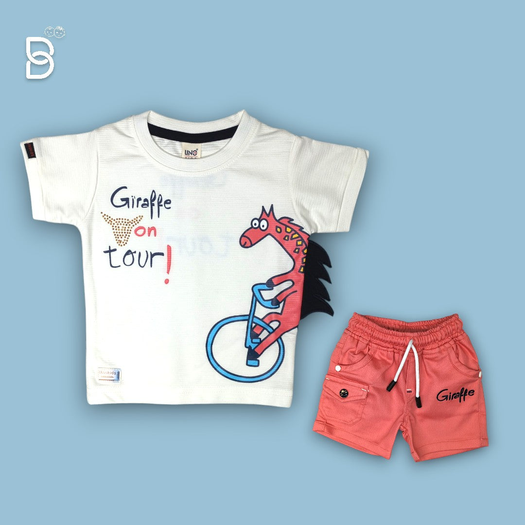 KIDS WHITE T-SHIRT & ORANGE NICKER