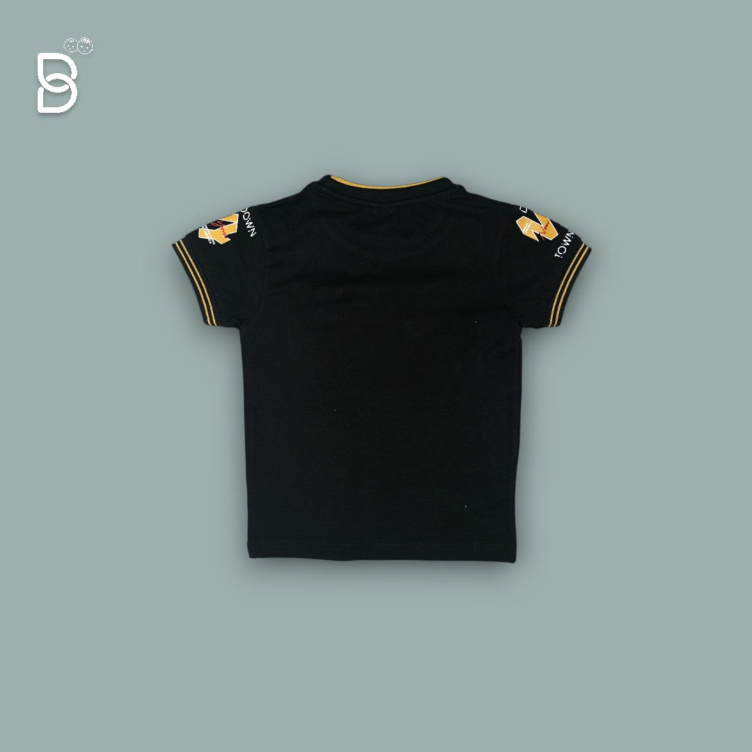 KIDS CASUAL WEAR PRINTED T-SHIRT & NICKER BROWN - UNO KIDS