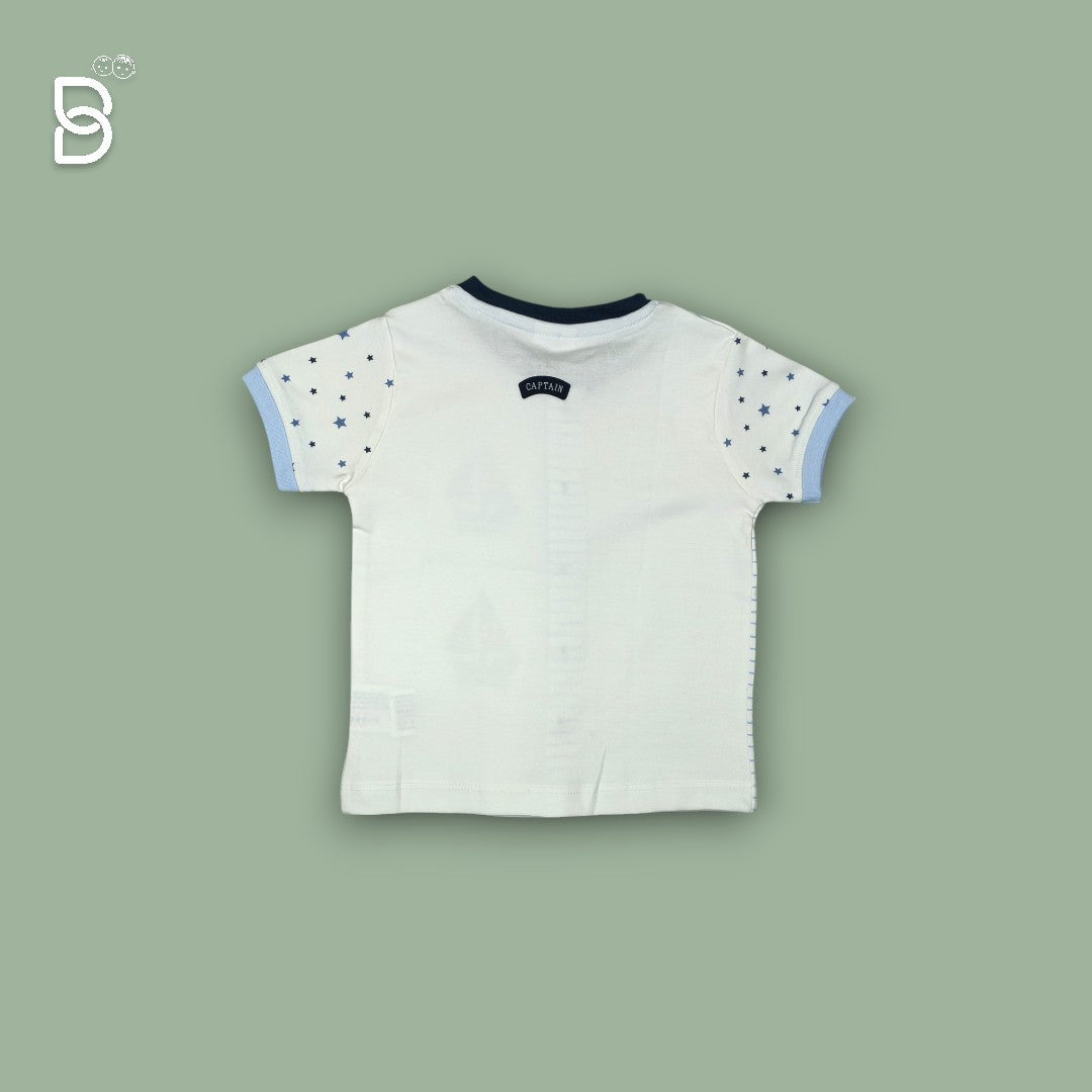 KIDS CASUAL WEAR COTTON T-SHIRT & NICKER WHITE - OLLYPOP