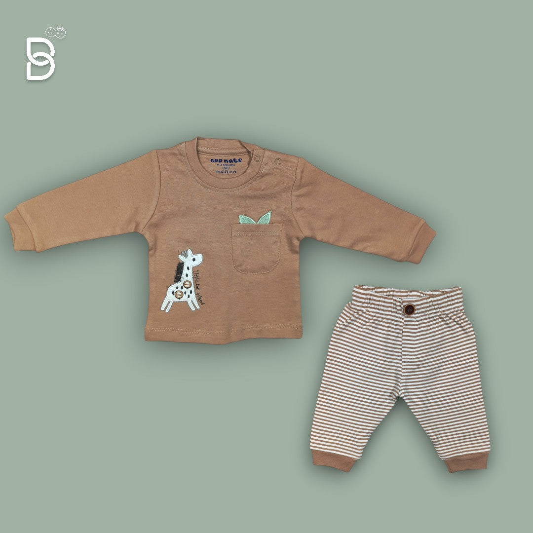 FULL SLEEVE T-SHIRT AND PANT BROWN COLOR