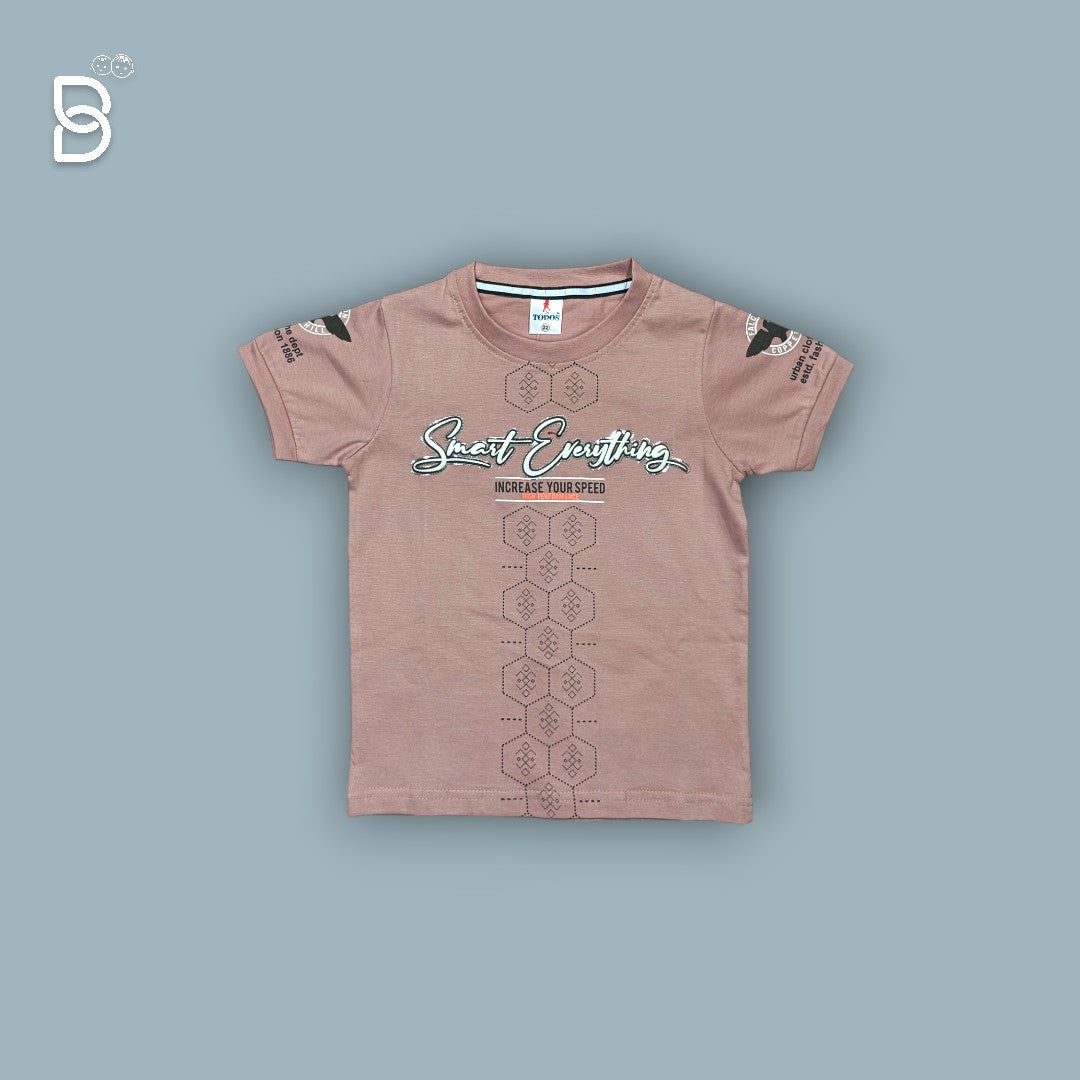 BOYS PRINTED T-SHIRT AND NICKER BROWN - TUDOS