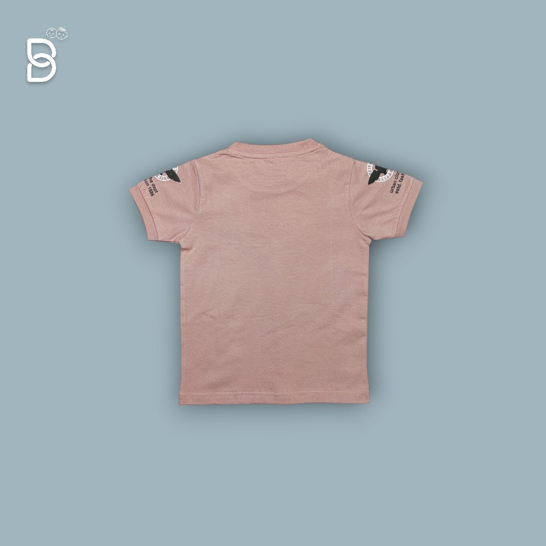 BOYS PRINTED T-SHIRT AND NICKER BROWN - TUDOS