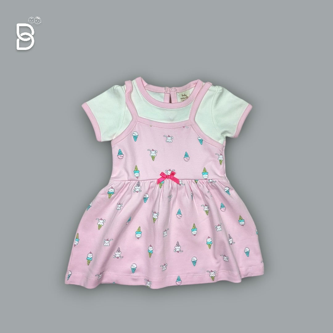 BABY GIRL COTTON FROCK PINK - NATURELLE