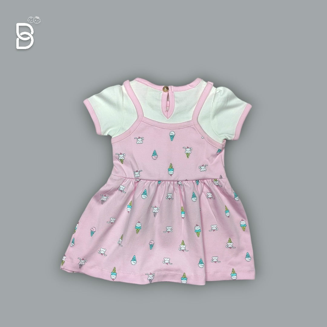 BABY GIRL COTTON FROCK PINK - NATURELLE