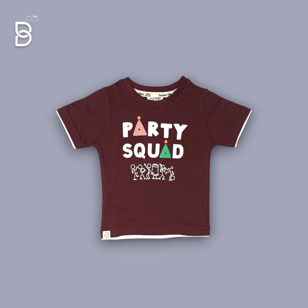 BOYS PRINTED T-SHIRT AND NICKER MAROON - O&O