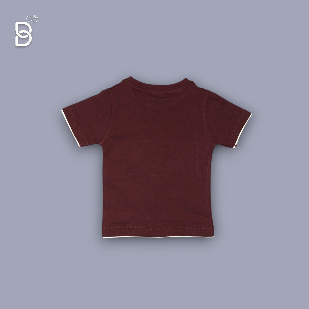 BOYS PRINTED T-SHIRT AND NICKER MAROON - O&O