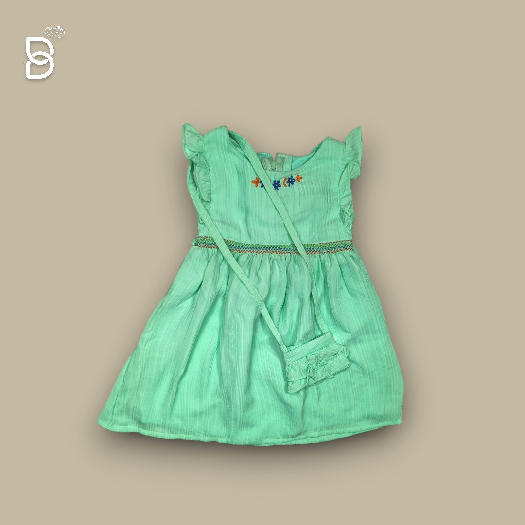 NEW BORN BABY FROCK GREEN- JILAX