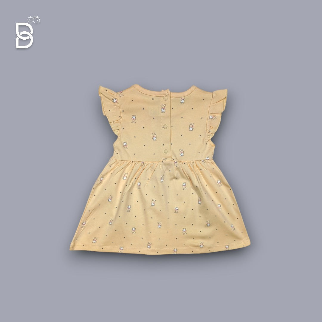 BABY GIRL ORGANIC COTTON SLEEVELESS FROCK MUSTARD - NATURELLE