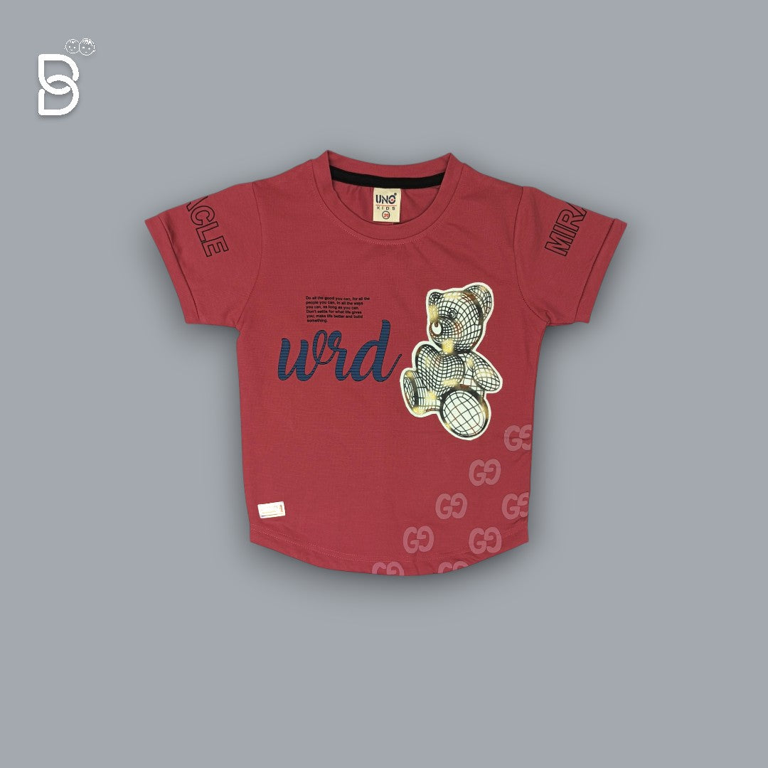 KIDS CASUAL WEAR PRINTED T-SHIRT & NICKER CHERRY - UNO KIDS