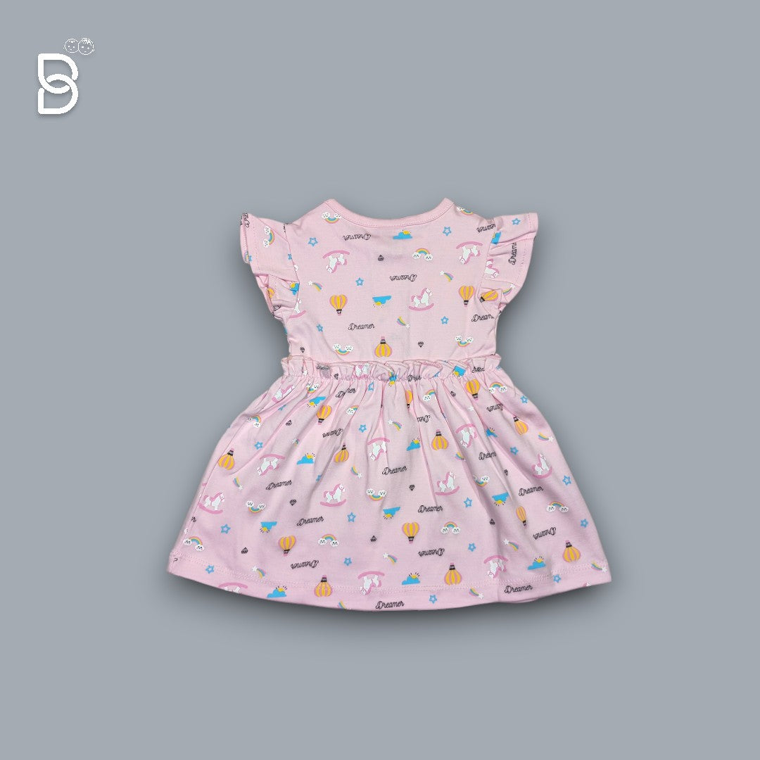 NEW BORN BABY GIRL COTTON FROCK PINK - NATURELLE