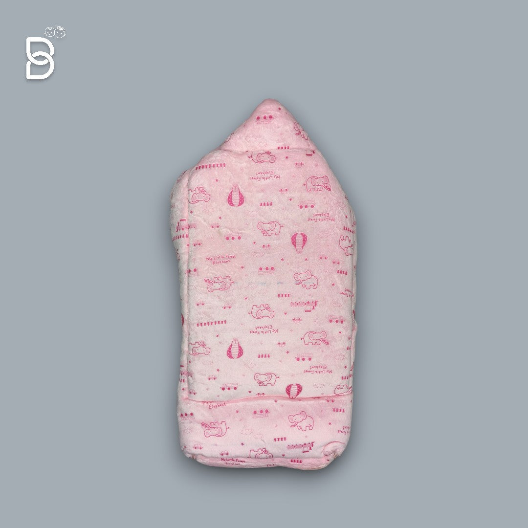 BABY SLEEPING BAG SWADDLE / BABY NEST / WRAPPER HOODED BABY COVER - PINK
