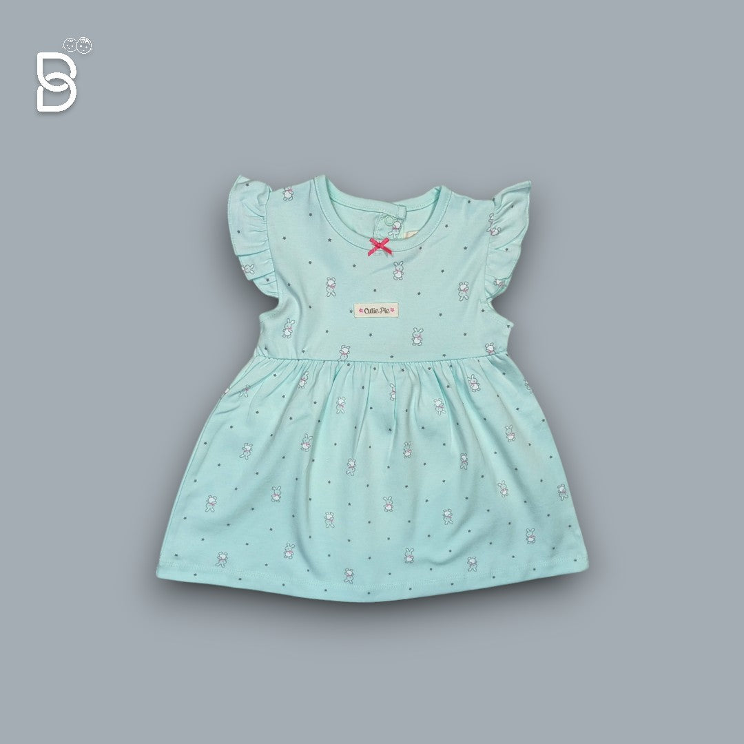BABY GIRL ORGANIC COTTON SLEEVELESS FROCK SKY BLUE - NATURELLE