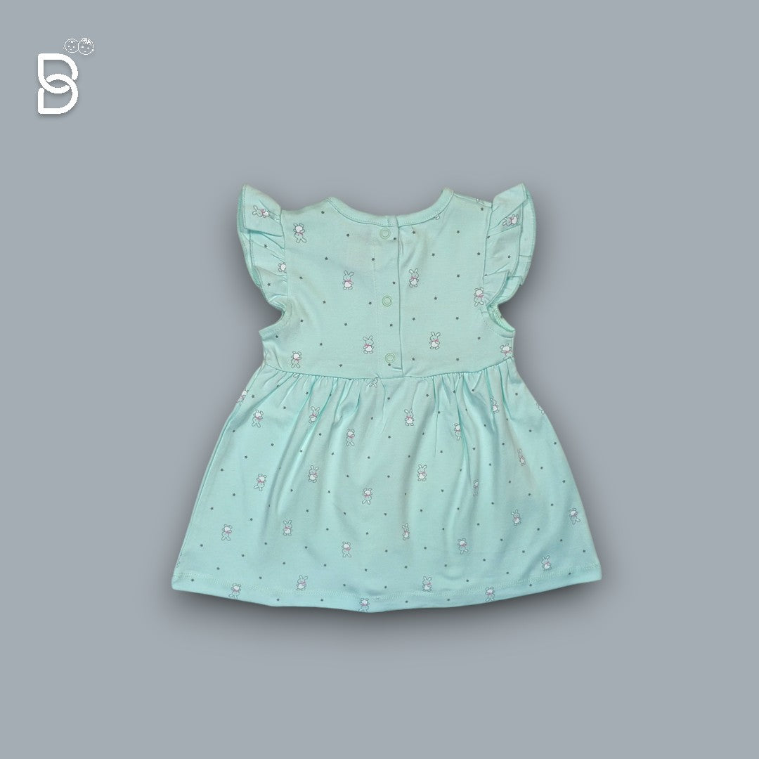 BABY GIRL ORGANIC COTTON SLEEVELESS FROCK SKY BLUE - NATURELLE