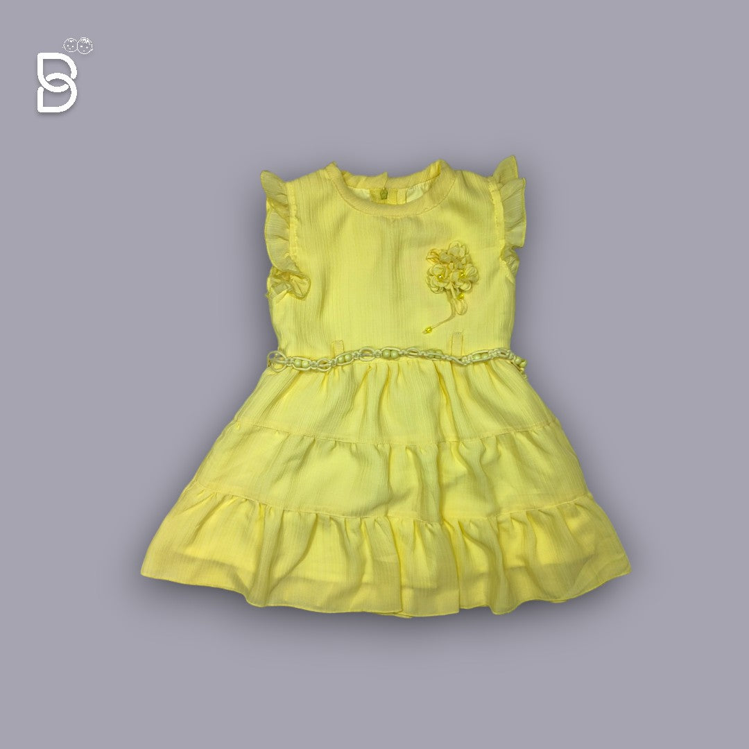NEW BORN BABY GIRL COTTON FROCK YELLOW COLOUR