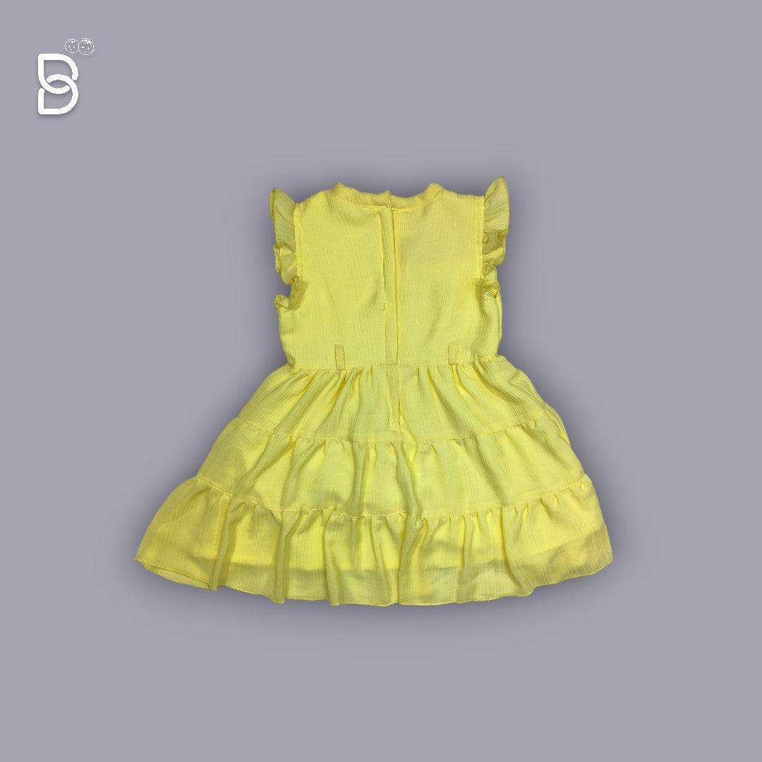 NEW BORN BABY GIRL COTTON FROCK YELLOW COLOUR