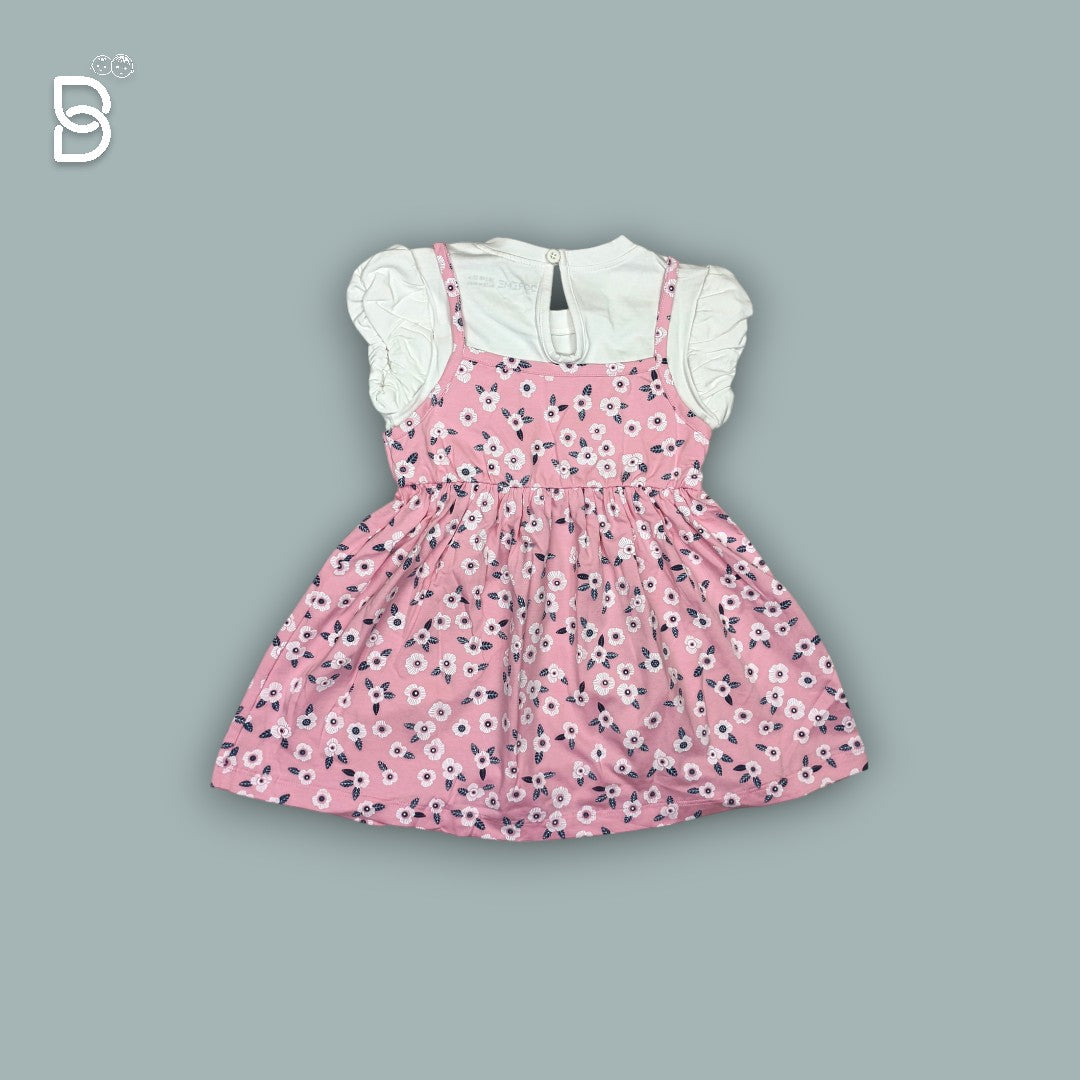 GIRLS PINK & WHITE FROCK