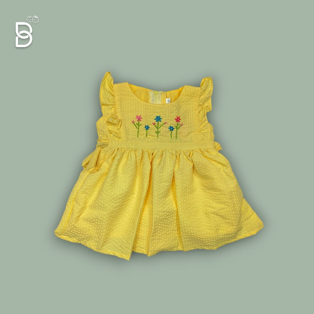 NEW BORN BABY GIRL FROCK YELLOW - JILAX