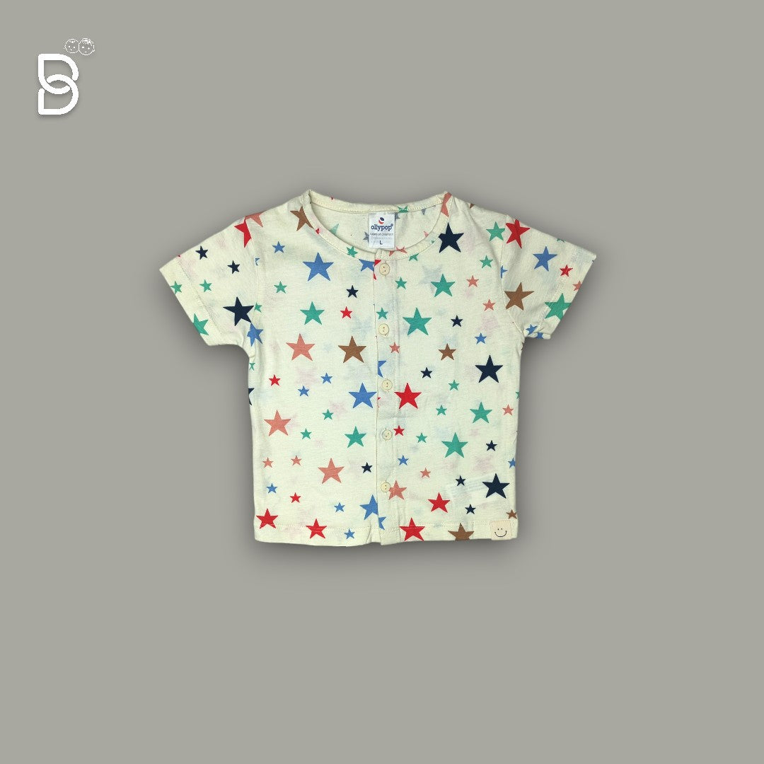 KIDS SHORT SLEEVES FULL PRINTED T-SHIRT & NICKER UNISEX MULTI - OLLYPOP