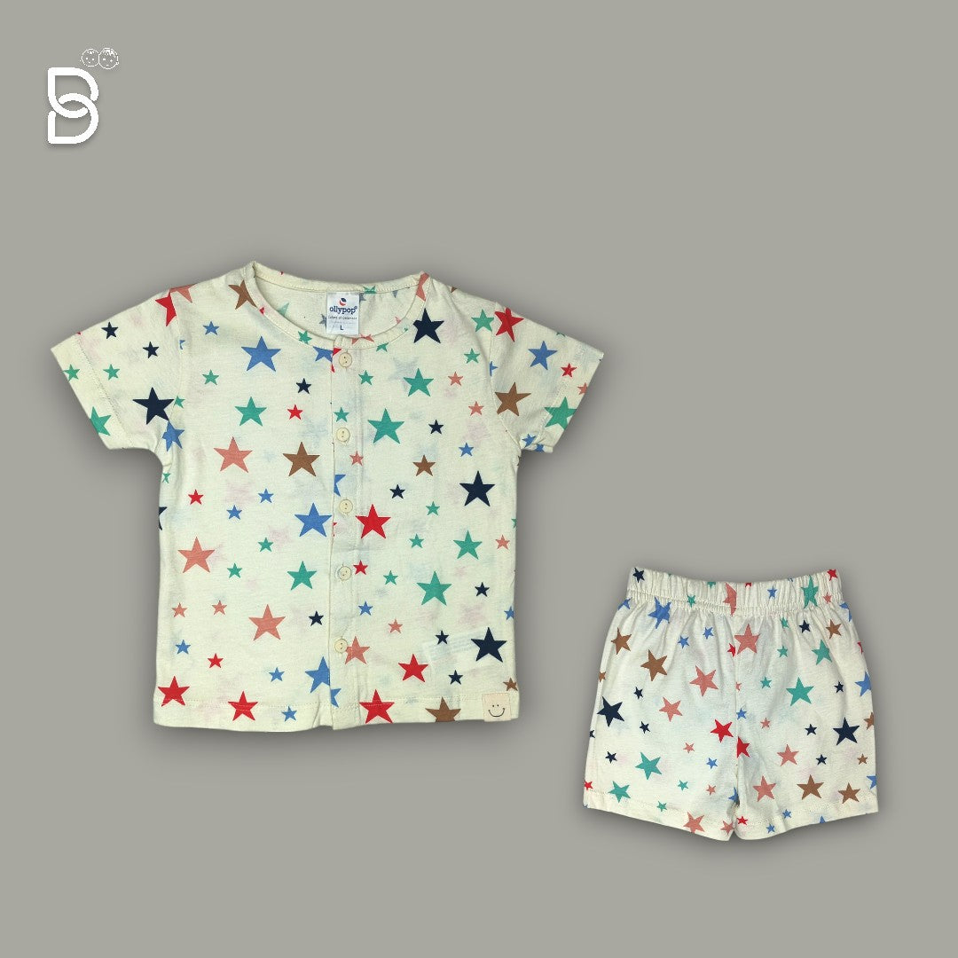 KIDS SHORT SLEEVES FULL PRINTED T-SHIRT & NICKER UNISEX MULTI - OLLYPOP