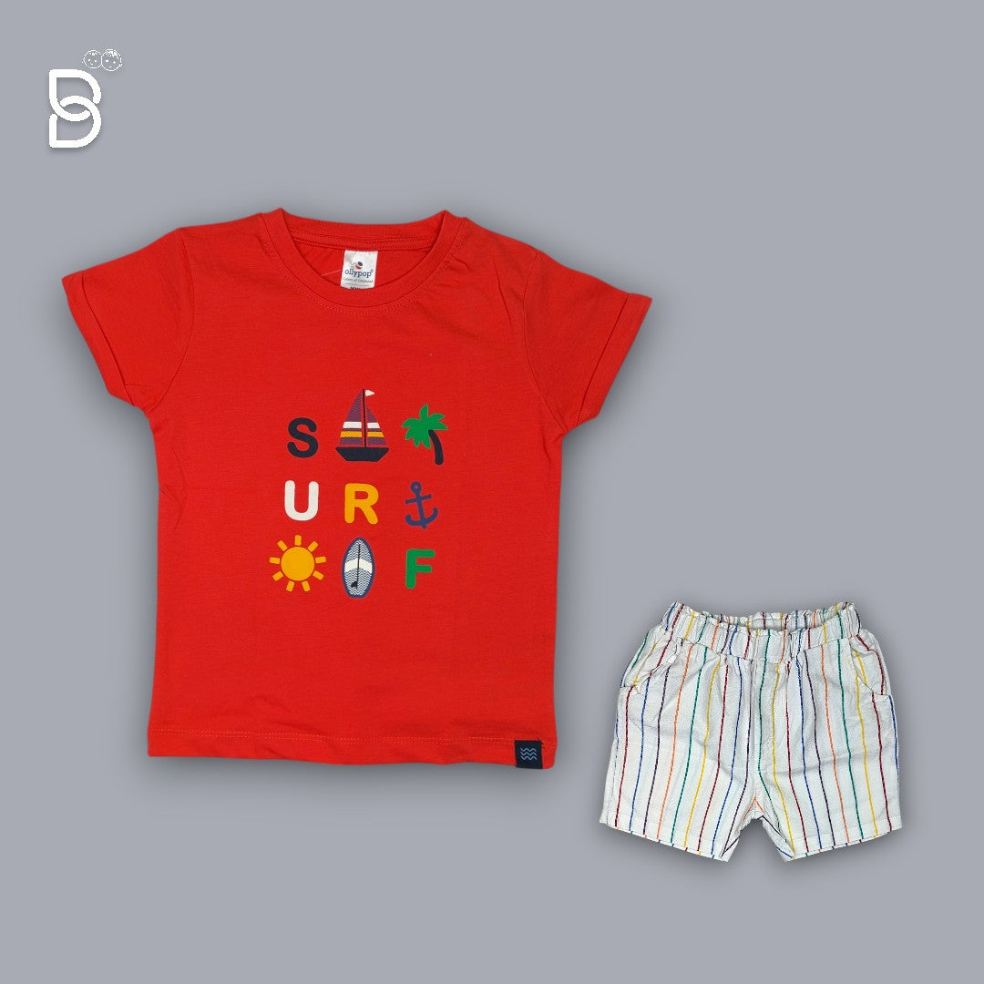 UNISEX T-SHIRT & NICKER (RED & WHITE)