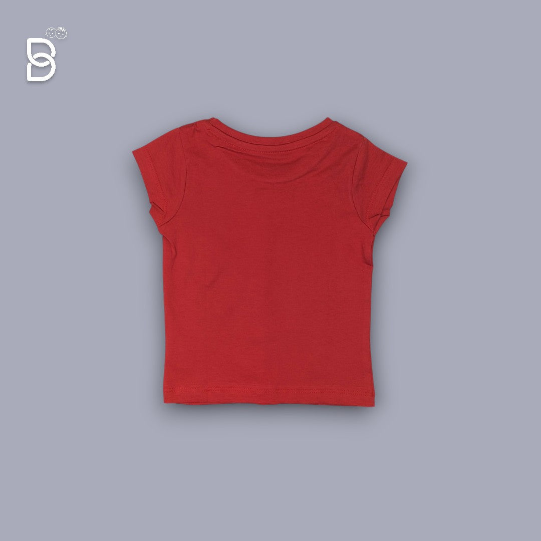 GIRLS CASUAL WEAR COTTON T-SHIRT & NICKER CHERRY RED - OLLYPOP
