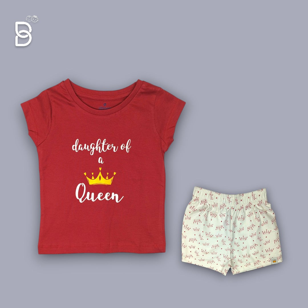 GIRLS CASUAL WEAR COTTON T-SHIRT & NICKER CHERRY RED - OLLYPOP