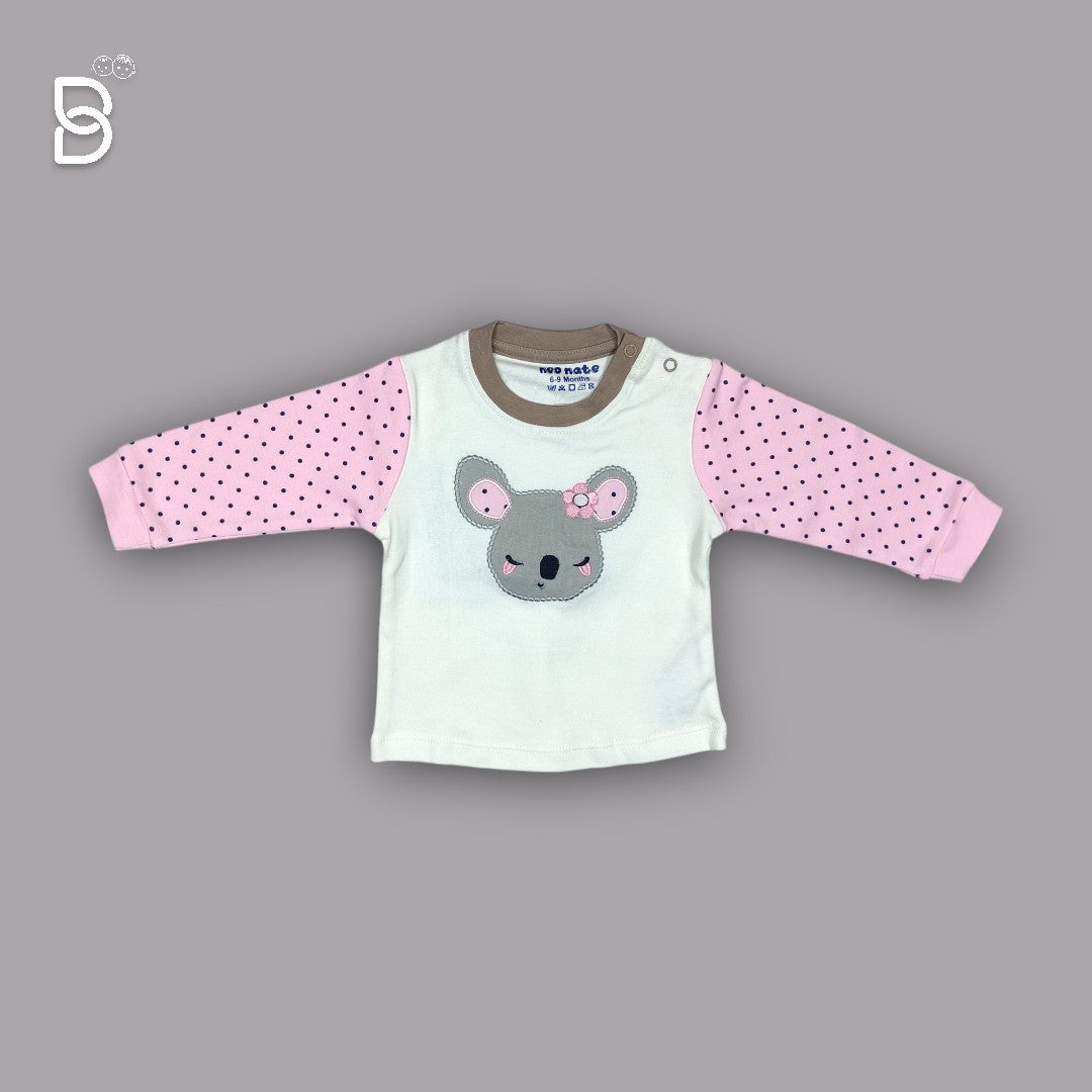 NEO NATE - COTTON FULL SLEEVES PRINTED TOP & JEGGINGS - WHITE AND PINK