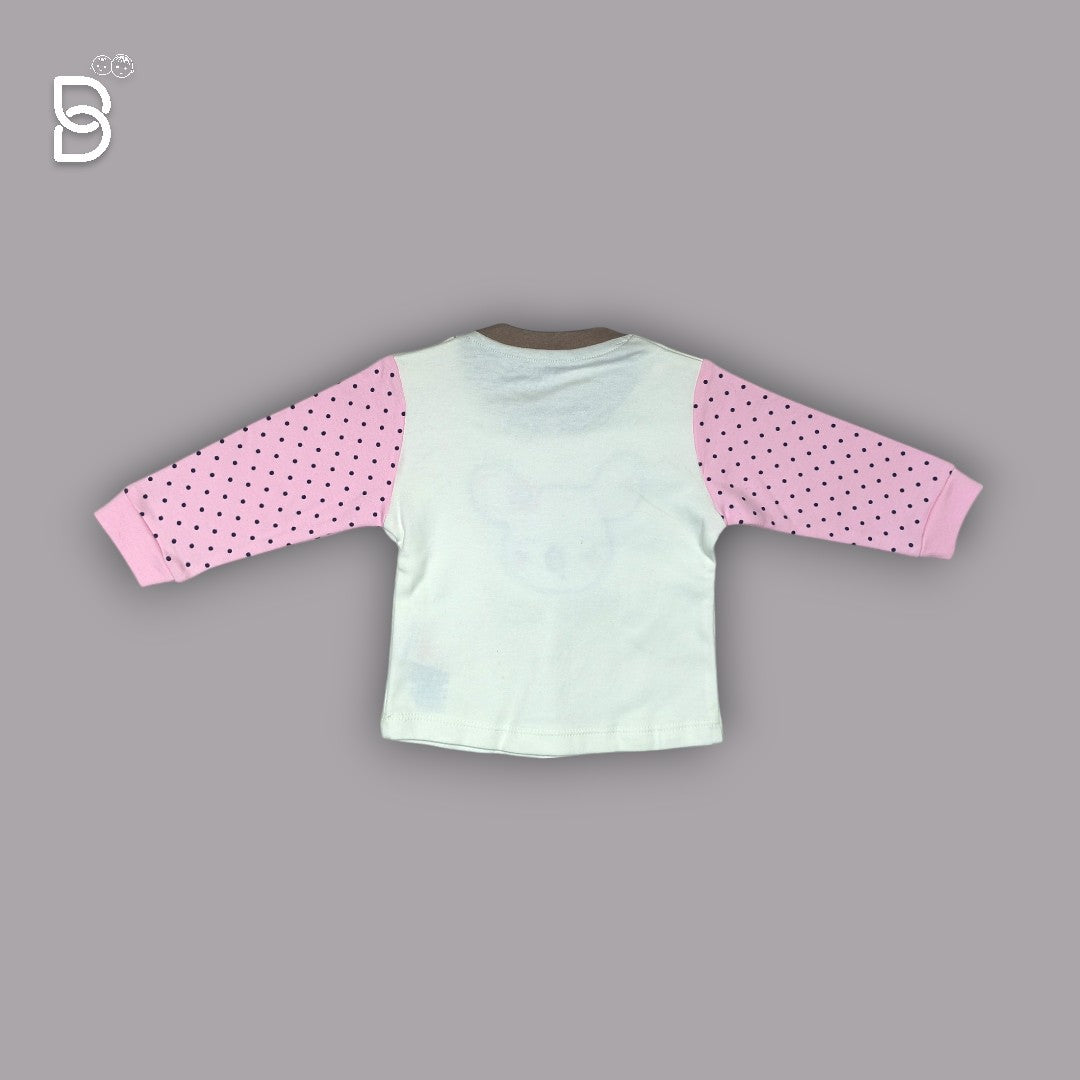 NEO NATE - COTTON FULL SLEEVES PRINTED TOP & JEGGINGS - WHITE AND PINK