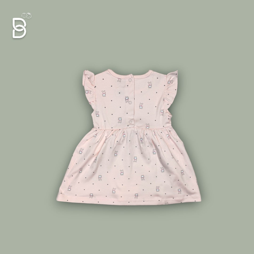 BABY GIRL ORGANIC COTTON SLEEVELESS FROCK PEACH - NATURELLE