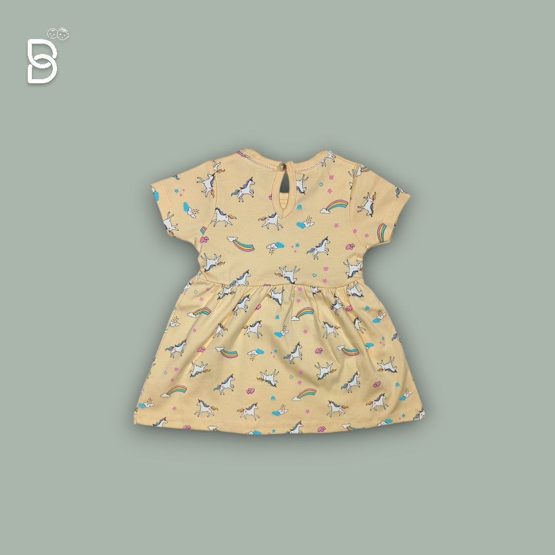 NEW BORN BABY GIRL COTTON FROCK MUSTARD - NATURELLE