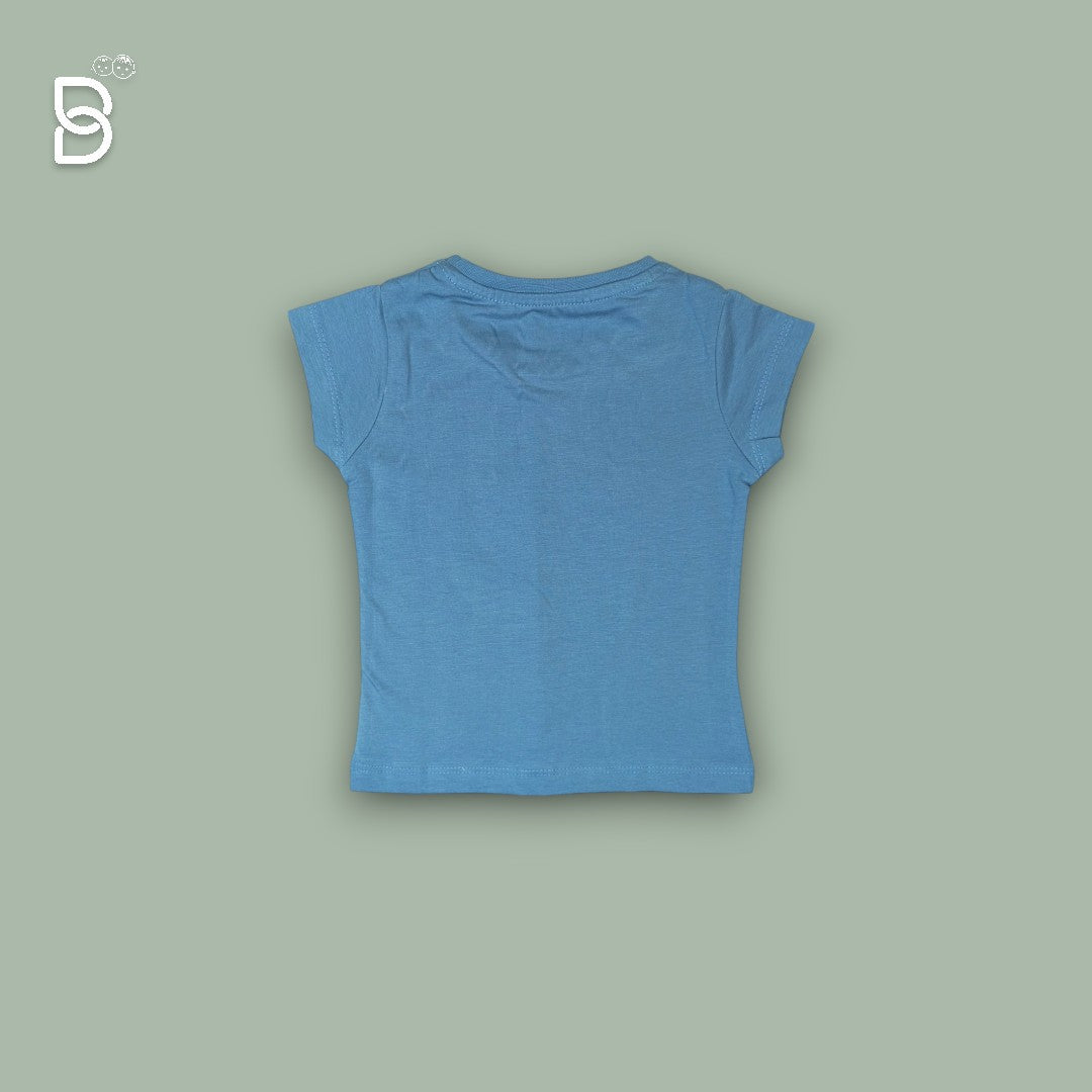 GIRLS CASUAL WEAR COTTON T-SHIRT & NICKER BLUE - OLLYPOP