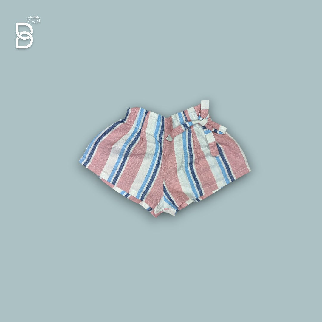 HALF SLEEVES T-SHIRT & STRIPED SHORTS SET WITH BEACH THEME - PEACH - OLLYPOP