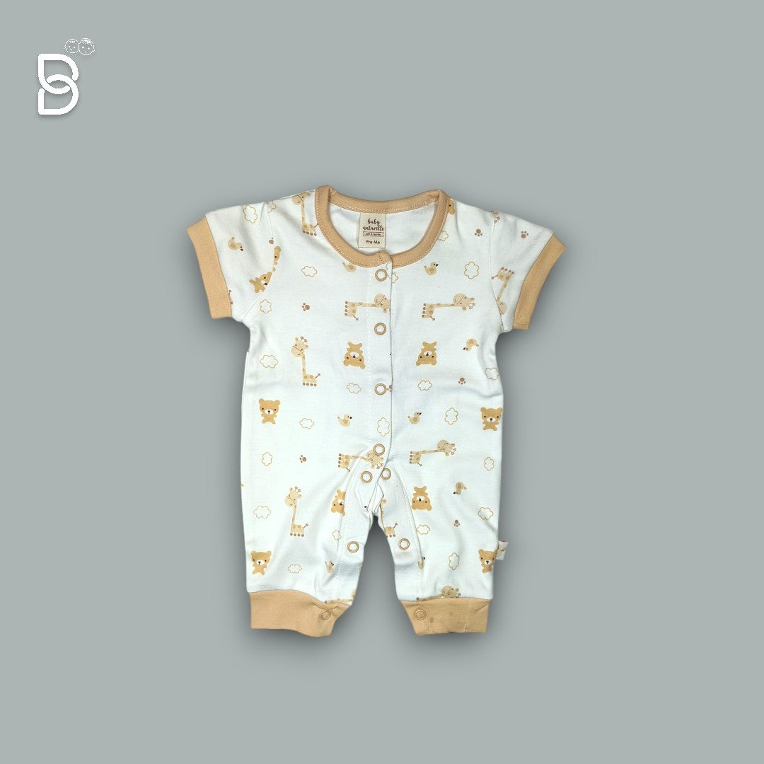 NEWBORN BABY HALF SLEEVES ROMPER MUSTARD - NATURELLE